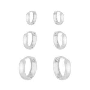 Trio de Argolas Lisas em Prata 925